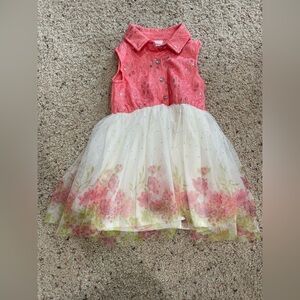 Little Lass girl’s sparkly pink floral tulle dress - summer dress, Easter dress